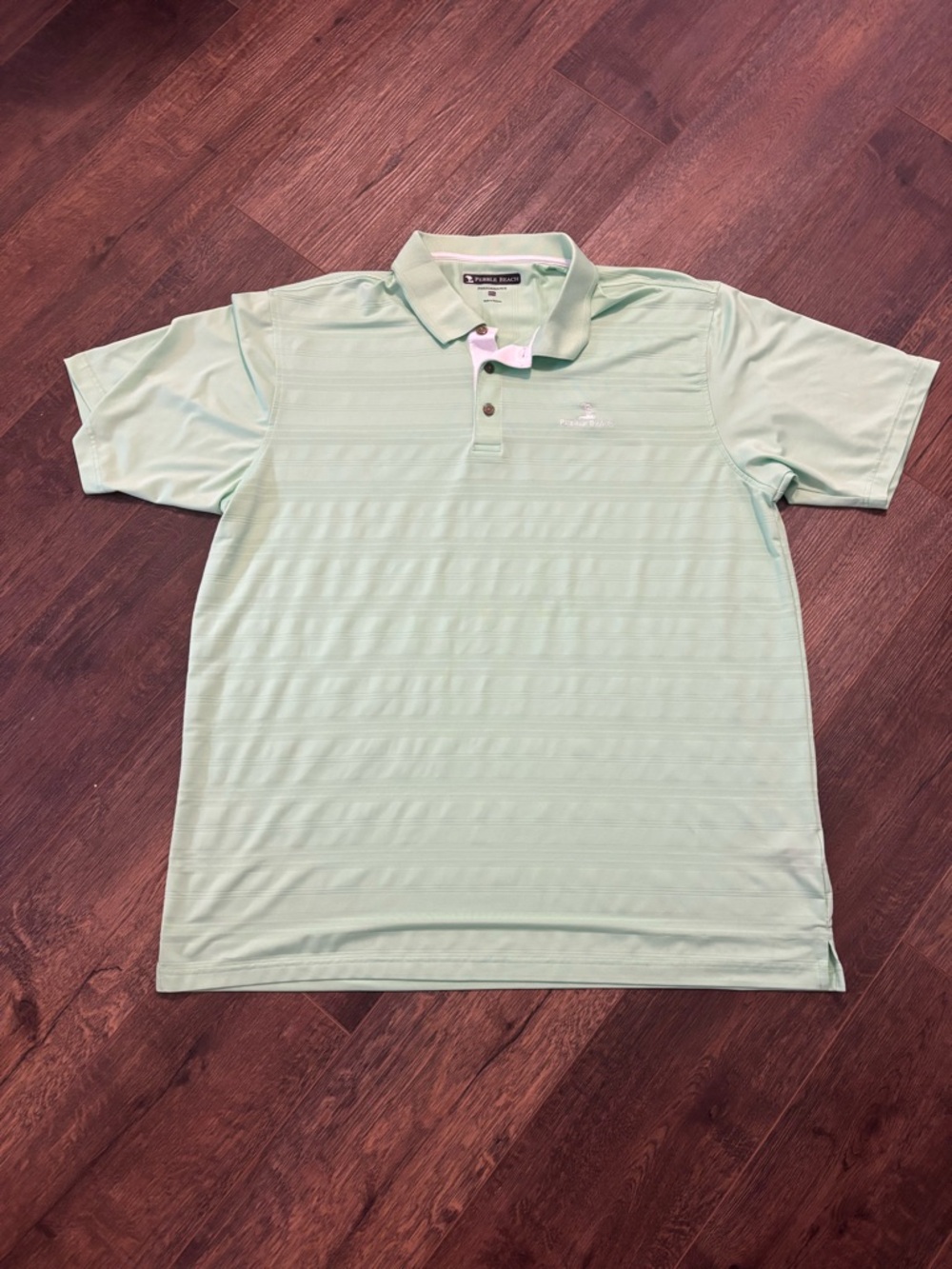 Pebble Beach Men's Stylish Performance Golf Polo Shirt XXL Green Striped